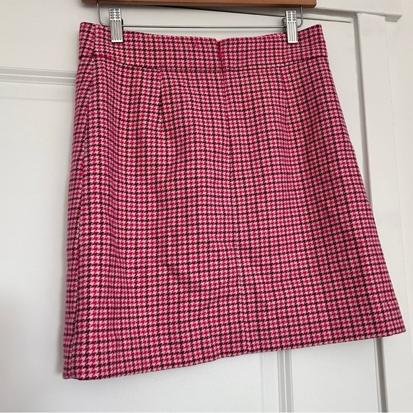 J. Crew Houndstooth A-line Skirt Women’s 2 Pink Academic Preppy Office Career - Picture 4 of 8